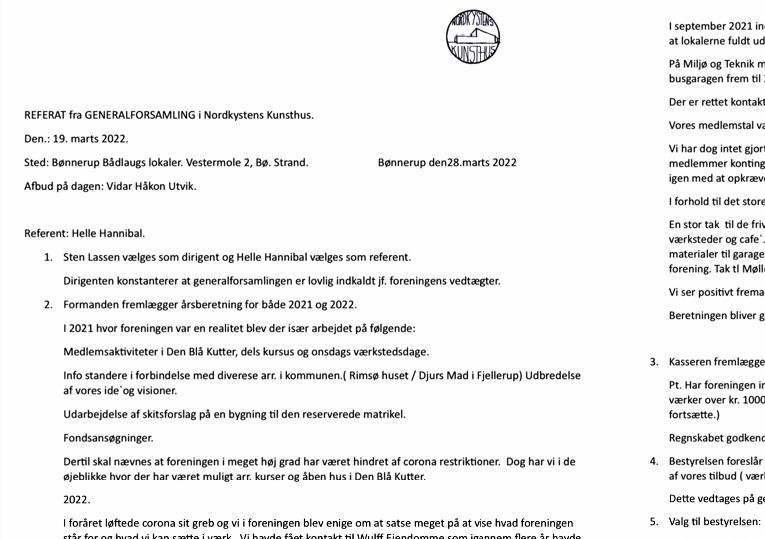 Referat fra generalforsamling d. 19. marts 2022.